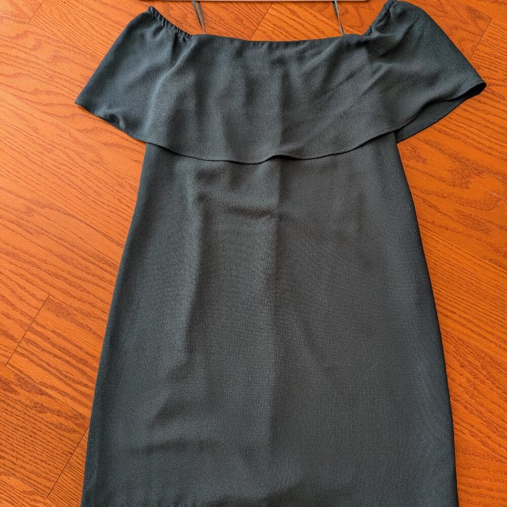 Hunter Green, off shoulder mini dress